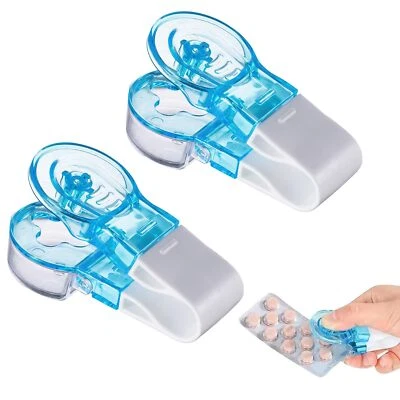 HFMYGS 2 Stück Tablettenausdrücker,Tragbarer Pillenöffner,Klein ,Mini Portable Pill