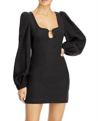 Significant Other NWT FARA Linen Blend Long Sleeve Mini Dress in Black Size  US10 | eBay
