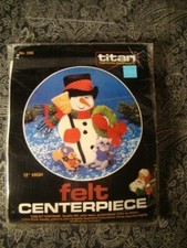 Titan Needlecraft 12" felt Centerpiece kit NEW Snowman squarl raccoon 596