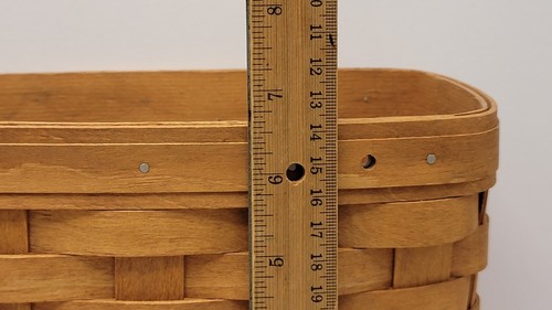 Vintage Handmade Henn Rectangular Wood Basket Signed T. H. MD2004 6-28 A.S. 2004 - Picture 11 of 16