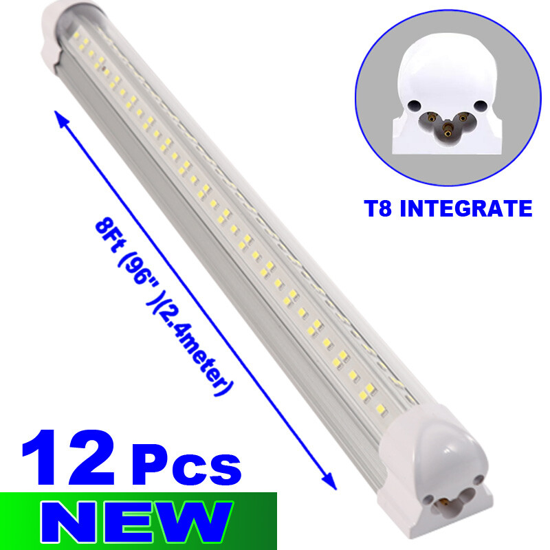 8 FT LED Tube Lights 6500K 8ft LED Shop Light Fixture 144w LED Light Bulbs 12P