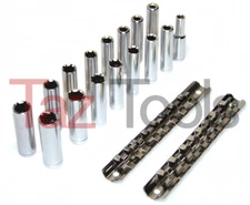 18 pcs  1/4" Drive Deep Chrome Socket Metric and Standard Set Sockets tool kit