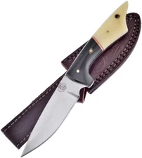 Chipaway hunter Compact Skinning Knife Bone Horn Handle Leather Sheath Free Ship