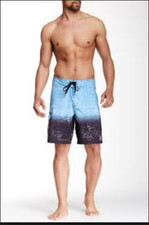 EZEKIEL SUNSET GRAPHIC PRINT BOARD SHORTS SWIM TRUNKS BLUE SIZE 30 NEW 64