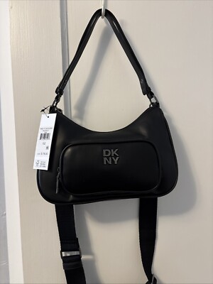 DKNY NWT Philo TZ Shoulder Convertible Crossbody  Black/Gunmetal Hardware