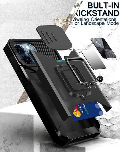 Panzer Hülle mit Folie Kamera Cover Kartenfach für iPhone 15 14 13 12 11 Pro Max XS X - Bild 35 von 43