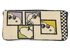Joe Cool Snoopy Peanuts Needlepoint Wallet Checkbook Cover - Wool and Velvet