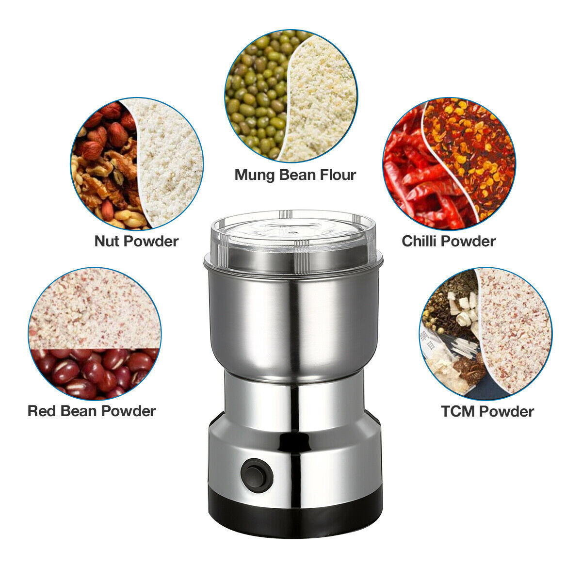 Electric Coffee Grinder Bean Nut Seed Spice Crusher Mill Blender Stainless  Steel