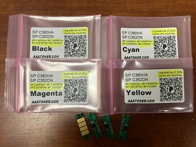 4 Toner Chip for Ricoh SP C360 DNw, C360 SFNw, C361 SFNw, SP C352dn Refill