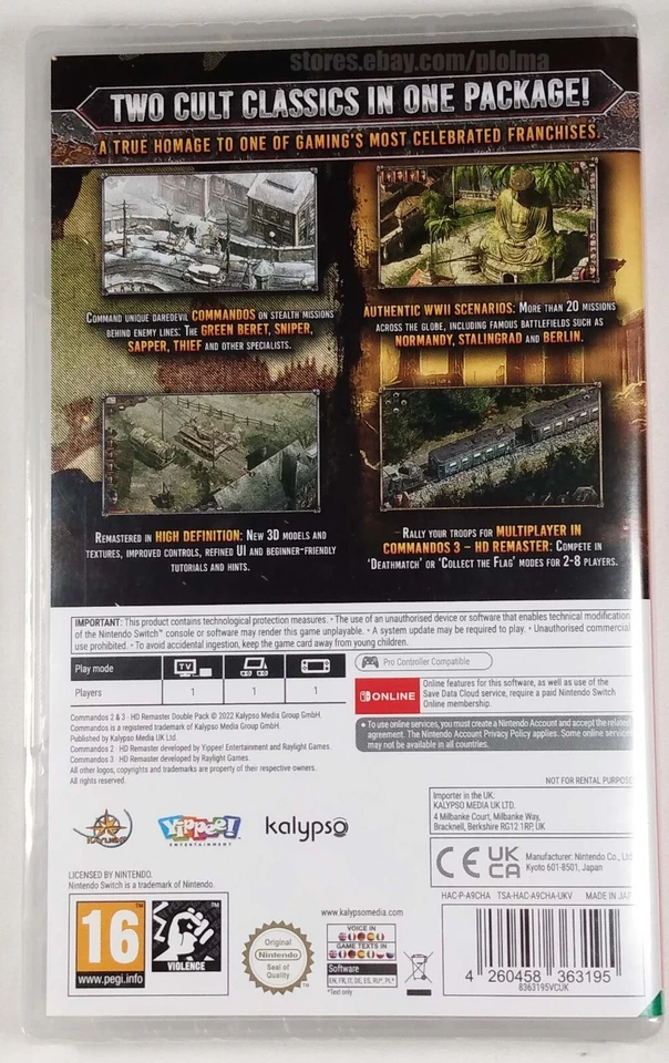 COMMANDOS HD REMASTERS DOUBLE PACK 2 & 3 New Nintendo Switch Game ENGLISH BOX - Image 2 of 3