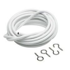 3m Expanding Curtain Wire Cord White Window Hooks Eyes Cable Voile Home Netting