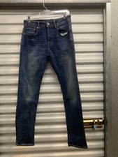Vintage G-Star Raw 3301 Slim Denim Jeans Mens Size 31x31 Blue Button Fly