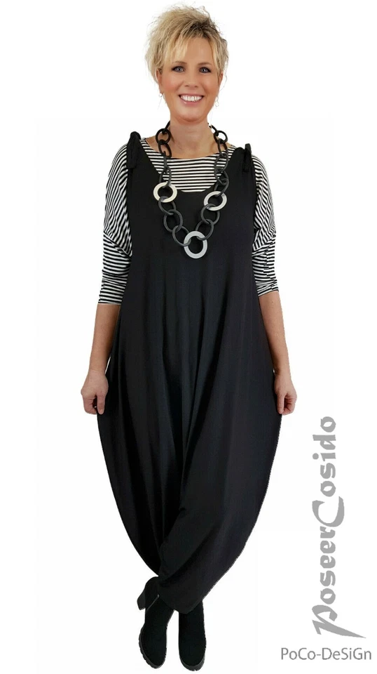 PoCo LAGENLOOK Ballon-Overall Harems-Kleid 44 46 48 50 52 54 56 58 L-XL-XXL-XXXL - Bild 2 von 4