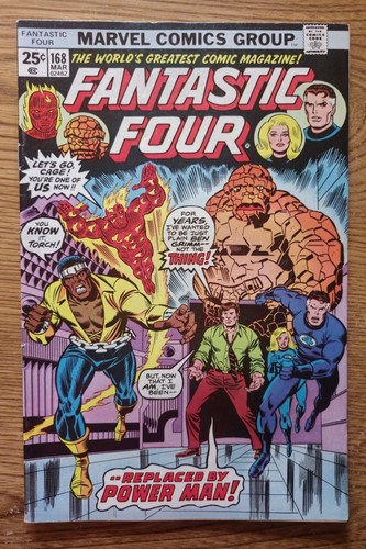 Fantastic Four #168 VF 8.0 "Replaced By Power Man!" published in 1976