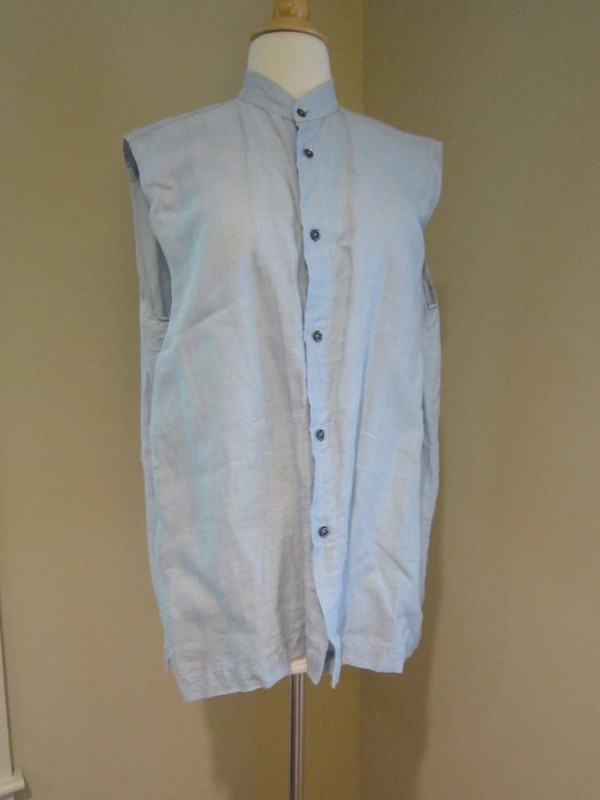 ESKANDAR Chambray Blue Linen Button Front Sleeveless Top/Shirt ENGLAND Size 1