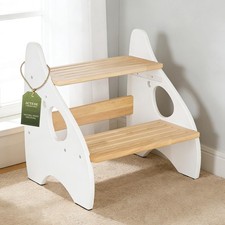Wooden Toddler Step Stool Adjustable Two Step Stool Handles NonSlip Pads