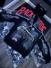 Hellstar Records LLC Men's Black Graphic Print Pullover Hoodie with Pockets