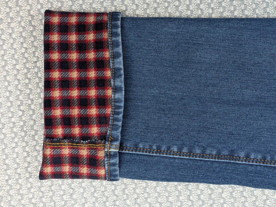 Natural Reflections Jeans Women's 8 Blue Flannel Lined Straight Leg Plaid - Image 4 of 4