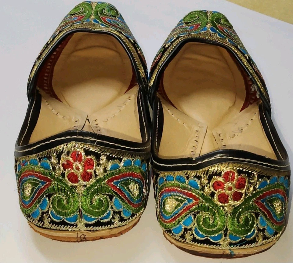 Punjabi Paquistaní Indio Étnico Jutti Khussa Mojri Talla 11 Oro Tila Bordado  Foto 4 de 4