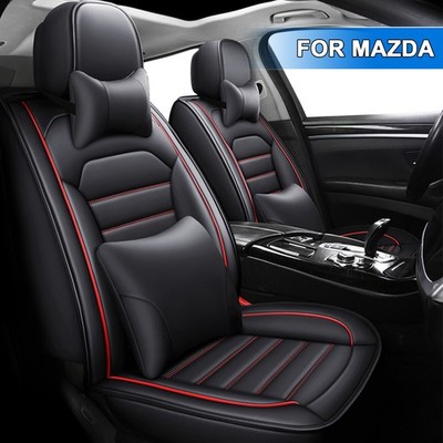 Fit For Mazda Car Seat Covers Front+Rear Pu Leather Full Set Seat Protector