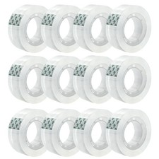 12 Rolls Transparent Tape Refills Clear Tape 3/4 x 1000 Inch 1 in Core
