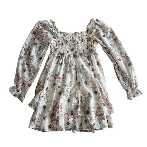 Allison + Kelly Girls Floral Print Smocked Tiered Long Sleeve Dress 10 - Picture 6 of 9