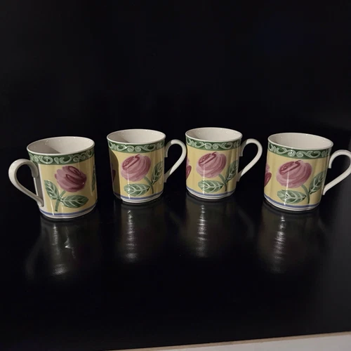 Villeroy & Boch A Rose Set of 4 Porcelain Tea/Coffee Cups Mugs EUC