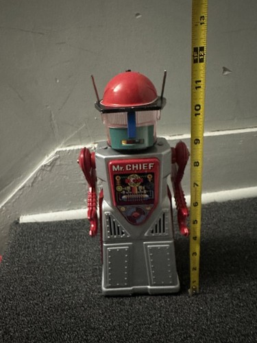 Mr. Chief Smoky Roboter Batteriebetrieb Blechspielzeug KO Japan Design Silber. (85) - Bild 16 von 23