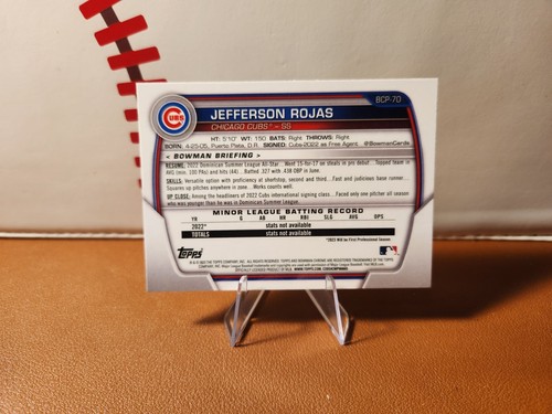 2023 1st Bowman Chrome #BCP-70 Jeferson Rojas-Chicago Cubs RC Prospect - Bild 2 von 2