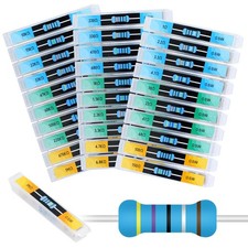 30 Values 600 pcs 1 Ohm- 1M Ohm with 1 1/2W Metal Film Resistors Assortment ...