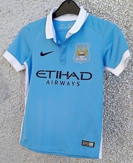 FOOTBALL MAN CITY SHIRT by NIKE BOYS AGE 7 8 YRS CHEST 30" SKY BLUE CITIZENS