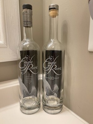 2 DIFFERENT Eagle Rare 10 Years Bourbon Empty 750ml Whiskey Bottles Unrinsed