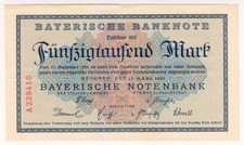 1923 Germany Bayerische 50000 Mark 229410 Reichsbanknote Paper Banknotes