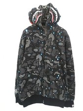 90s A BATHING APE Space Camo Shark Hoodie Full Zip Sweatshirt Size XL Men's
