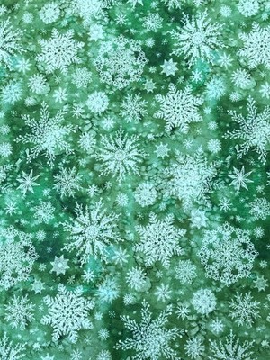 Starflower Flurry Christmas Green Snowflake Designs for Moda BTY Fabric Cotton