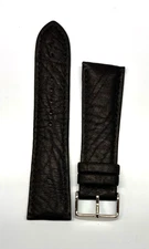 26mm Black Genuine Leather Watch Band - USA