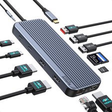 USB C Docking Station 3 HDMI, Docking Station 3 Monitors,12 in 1 Docking Stat...