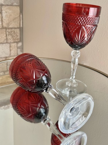 Cristal D’Arques (2) Ruby Red 8” Wine Goblets Luminarc Arcoroc Durand VTG - 第 4/4 張圖片