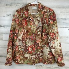 Coldwater Creek Floral Jacket Blazer W18 Brown Boho Cottagecore Cotton
