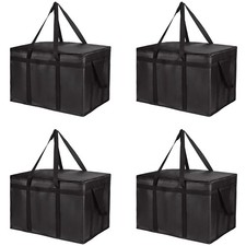4-Pack Insulated Food Delivery Bags - XXX-Large Meal Tote for Hot & Cold Food, R