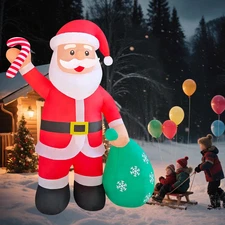 12FT Christmas Inflatables Giant Santa Gift Bag 2025 NEW LED Outdoor Decoration
