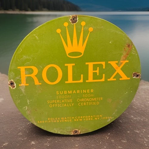 Vintage 12” Rolex Luxury Watches Submariner Gas Porcelain Jewelry Dealer Sign