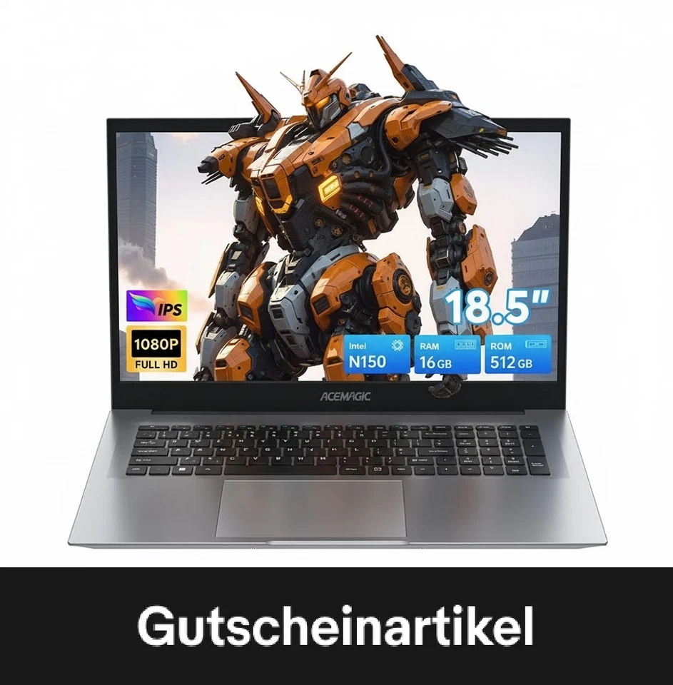 ACEMAGIC 18,5 Zoll Laptop Intel 12th N150 16GB DDR4 RAM 512GB SSD Windows 11 PRO