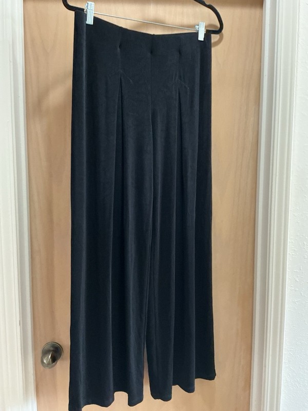 Coldwater Creek Medium Pants Black Wide Leg Flowy Pull On