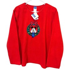 Vintage Disney Mickey Mouse Christmas Sweatshirt Crewneck Red NEW 90s Women s L