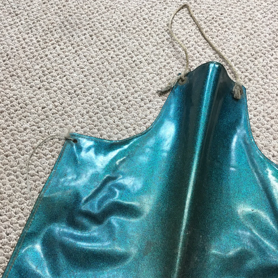 Vintage 60s 70s Vinyl Work Apron One Size Atomic Green Auto Body Shop USA - Image 3 of 4