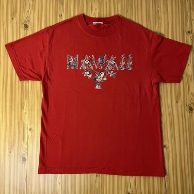 Vintage 2000s Hawaii Floral Birds Red Graphic Tee