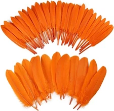 iHUFeather 270pcs Orange Goose Feathers for Crafts 2 Styles 4-7 inch 