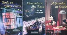 Lot 3 Vicki Delaney Sherlock Holmes Bookshop series cozy mystery pb books