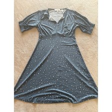 Lark & Ro Women's Size 6 Midi Dress Smocked Sleeve Animal Print Casual Blue